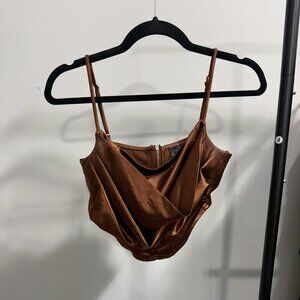 Brown corset crop top.